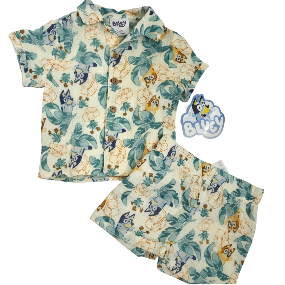 NEW Bluey Baby 2-Piece Set Shirt & Shorts | 3–6 Months | Viral Cartoon Outfit